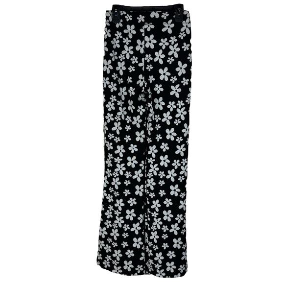 Urban Outfitters X-Small Bryn Flare Knit Pants Floral Stretch Pull-On Daisy Boho - Picture 3 of 8